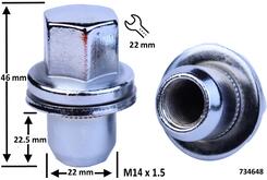 Гайка колесная ZOCAR M14x1,5x47 Преcсшайба (734648)