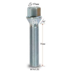 Болт колесный M14x1,5x75 Конус (074295 Z)