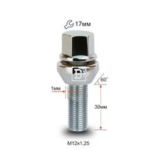 Колісний болт M12x1,25x30 Конус PCD (172120 PCD)