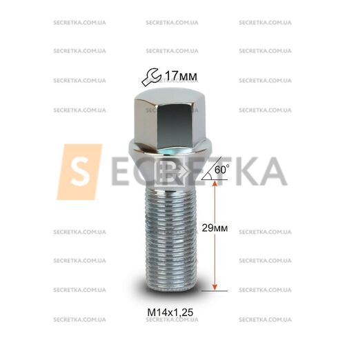 Болт колесный Vector M14x1,25x28 Конус (177110 Cr)