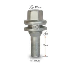 Болт колесный Vector M12x1,25 Прессшайба Пежо (P72156 Z)
