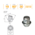 Гайка колісна Ellis M12x1, 5x30 Конус (N311)