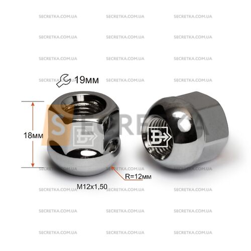Гайка колесная M12x1,5x18 Сфера (400045 B Cr)