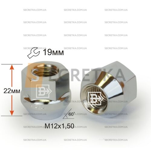 Гайка колесная Vector M12x1,5x22 Конус (400145 Cr)