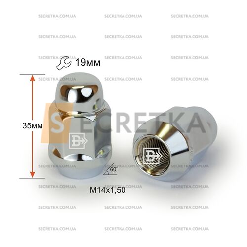 Гайка колісна Vector M14x1,5x35 Конус (K 401448 Cr)