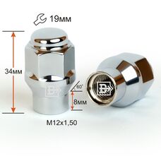 Гайка колесная M12x1,5x35 Конус с носиком (801445 ET Cr)