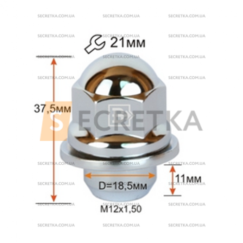 Гайка колесная Starleks M12x1,5x37,5 Прессшайба (S17300/MR455707)