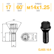Колісний болт Ellis M14x1,25x43 Конус (B180B)