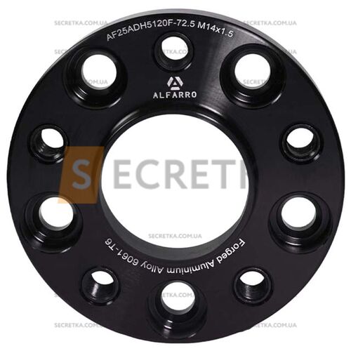 Колесная проставка-адаптер 1 шт. 25мм PCD 5x120 DIA 72.6 с футорками 14x1.5 для BMW (Кованая)