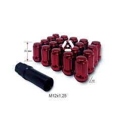 Гайка шлицевая A211444SD RD-20 M12х1,25х35 мм Конус Красный хром 20 гаек + 1 спец.ключ в комплекте