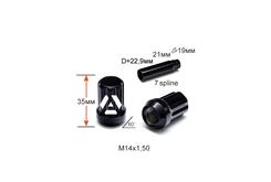 ALFARRO | Гайка шлицевая A211448SD BK М14х1,5х35мм Конус Черный
