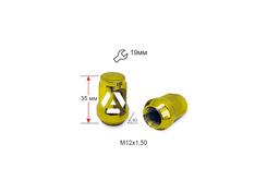 Гайка колесная A801445 GD M12х1,5х35мм Конус (Mazda, Kia, Hyundai, Daihatsu) Закрыта Золотой Хром Ключ 19