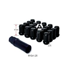 Гайка шлицевая A211444SD BA-20 М12х1,25х35мм Конус Черный матовый 20гаек+1 спец.ключ в комплекте