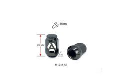 Гайка колесная A801445 GB M12х1,5х35мм Конус (Mazda, Kia, Hyundai, Daihatsu) Закрытая Темно-серый Хром Ключ 19