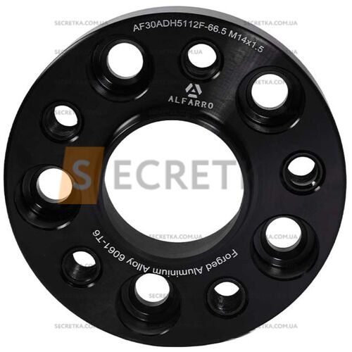 Колесная проставка-адаптер 1 шт. 30мм PCD 5x112 DIA 66.6 с футорками 14x1.5 для Audi, Mercedes-Benz, Porsche (Кованая)