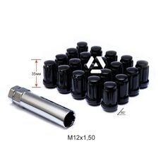 Гайка шлицевая A211445SD BA-20 М12х1,5х35мм Конус Черный Матовый 20гаек+1 спец.ключ в комплекте