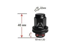 Гайка колесная A734848 BK М14х1,5х46мм Пресшайба (Toyota, Lexus) Закрытая Черная Матовая Ключ 22