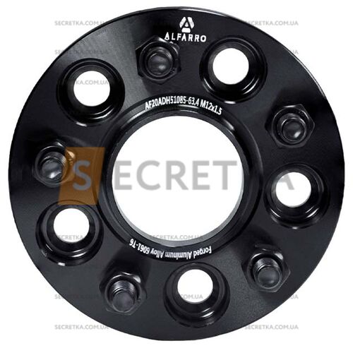 Колесная проставка-адаптер 1 шт. 20 мм PCD 5x108 DIA 63.4 со шпильками 12x1.5 для Ford, Jaguar, Volvo (Кованая)