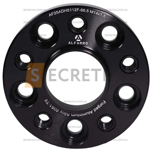 Колесная проставка-адаптер 1 шт. 25мм PCD 5x112 DIA 66.6 с футорками 14x1.5 для Audi, Mercedes-Benz, Porsche (Кованая)
