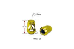 Гайка колесная A801444 GD M12х1,25х35мм Конус (Matiz, Nissan, Niva, Subaru, Suzuki) Закрыта Золотой Хром Ключ19
