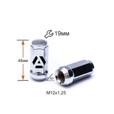 Гайка колесная A801944 М12х1,25х48мм Конус (Matiz, Nissan, Niva, Subaru, Suzuki) Закрытая Хром Ключ 19