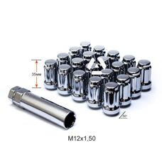 Гайка шлицевая A211445SD CR-20 М12х1,5х35мм Конус Хром 20гаек+1 спец.ключ в комплекте