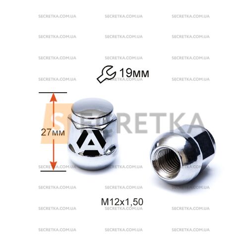 ALFARRO | Гайка колесная A401145B M12x1,5x27мм Сфера (Acura, Chery, Honda) Закрытая Хром ключ 19