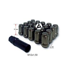 Гайка шлицевая A211445SD GB-20 M12х1,5х35 мм Конус Темно-серый 20 гаек + 1 спец.ключить в комплекте