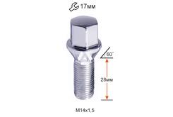 Болт колесный A174110 Cr М14х1,5х28мм Конус Хром Ключ 17 (Alfa Romeo, BMW, Fiat, Citroen, Saab, Peugeot, Renault, Volvo)